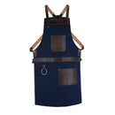 Top Grain Leather and Navy Blue Canvas Crossbody Apron Butcher Apron - BBQ Apron - Cooking Apron - Blacksmith Apron - Woodwork Apron - Christmas